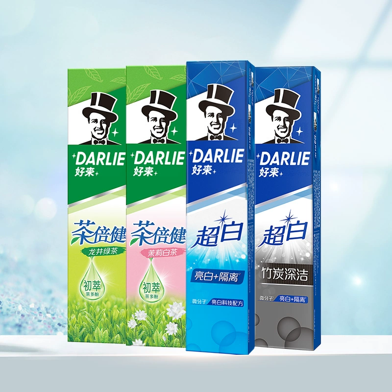 DARLIE好来(原黑人)牙膏超白茶家庭套装190g*4支洁齿清新亮齿护龈