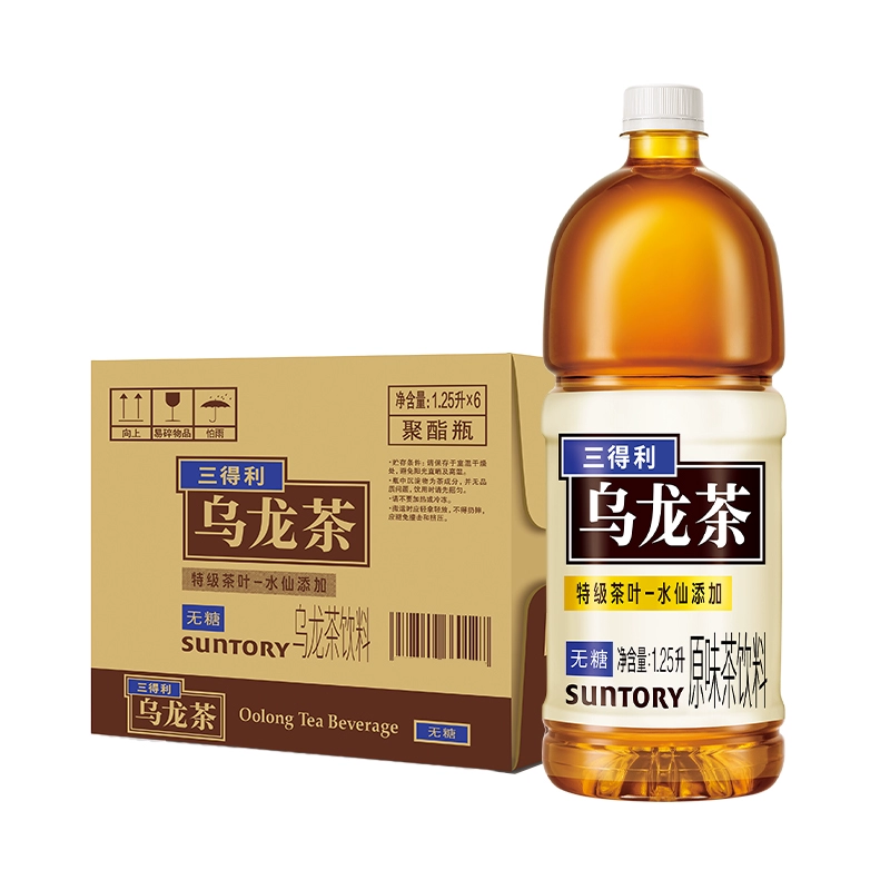 三得利无糖乌龙茶 无糖大瓶茶饮料囤货家庭装1.25L*6瓶