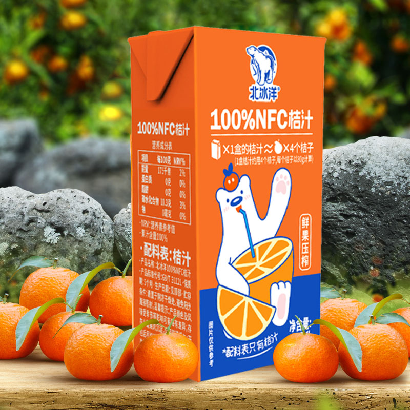 北冰洋100%NFC桔汁非浓缩还原果汁鲜榨果汁纯果汁饮品125ml*36盒