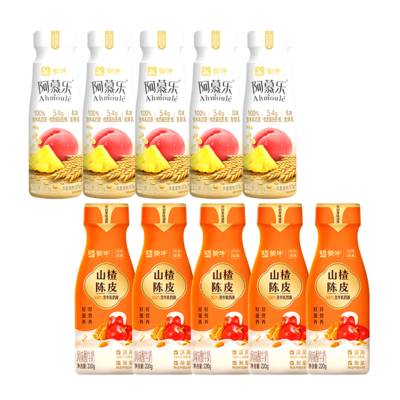 蒙牛阿慕乐酸奶燕麦黄桃味210g*5瓶+陈皮山楂220g*5瓶