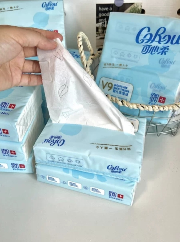 【买1送1】可心柔婴儿纸宝宝专用保湿纸乳霜抽纸柔纸巾100抽12包 图片 5