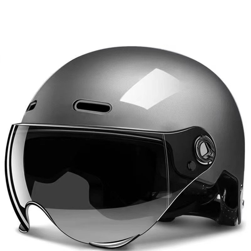 新国标3C电动摩托车电瓶头盔磨砂男女灰轻防晒安全帽