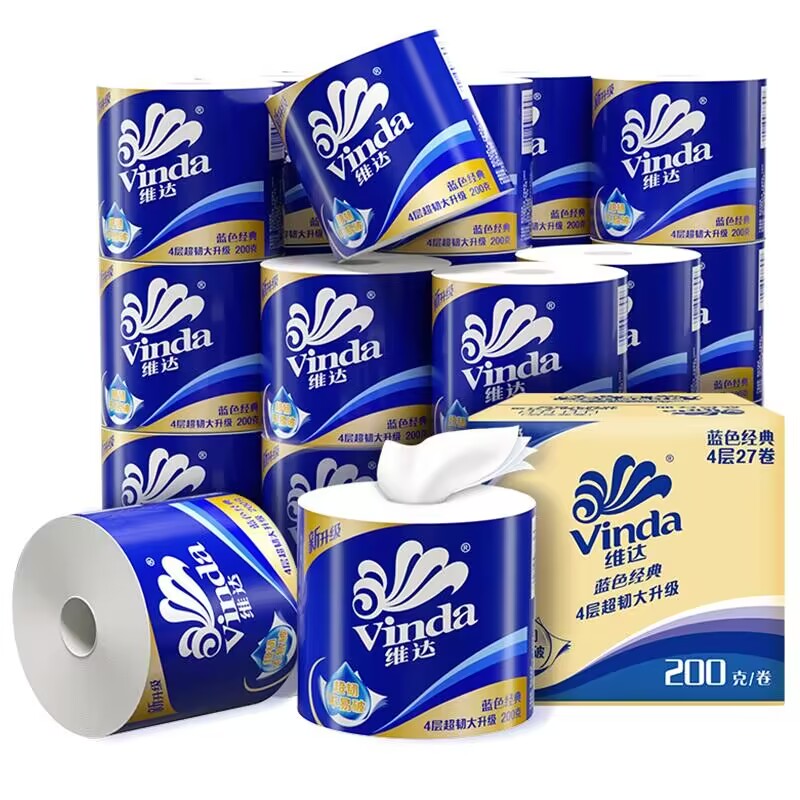 【百亿补贴】维达厕纸超韧压花卷筒纸卫生纸180克27卷实惠装