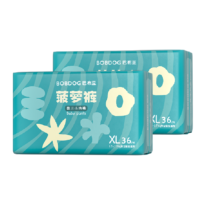 巴布豆新菠萝纸尿裤拉拉裤箱装植萃弱酸透气婴幼儿尿不湿L-3XL