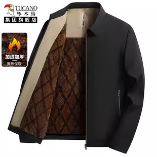 啄木鸟集团旗舰店棉衣男中老年爸爸装保暖加厚多色可拆帽外套棉服