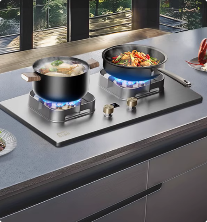 帝王威力九腔猛火灶燃气灶家用节能不锈钢煤气灶双头定时双灶灶台