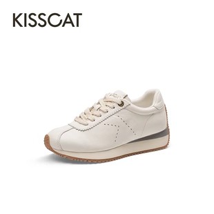 [迪丽热巴]同款接吻猫秋季新款摩卡德训鞋女增高复古休闲阿甘鞋女