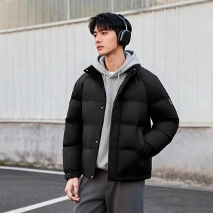 雪中飞2025冬新款男士短款立领纯色简约羽绒服休闲时尚保暖舒适