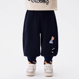 马拉丁儿童裤子25冬装新款趣味胡萝卜鼻子雪人针织长裤