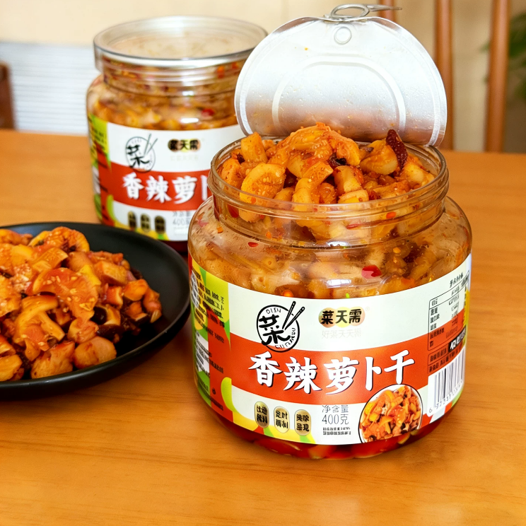 菜天需香辣萝卜干麻辣萝卜干下饭菜腌菜咸菜爽脆萝卜干400g 大瓶