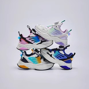 pony童鞋男女运动鞋儿童网面跑步鞋学生休闲鞋炫彩男生旋钮鞋舒适