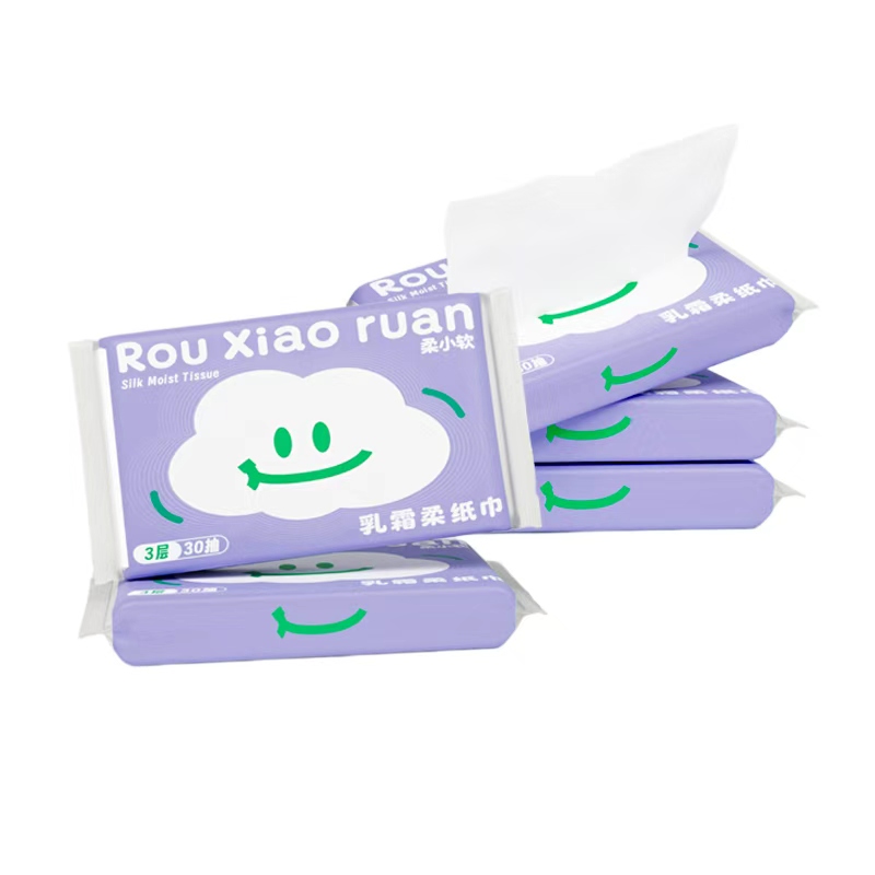 柔小软母婴儿乳霜纸鼻炎专用纸30抽云柔巾便携式润肤纸超柔保湿纸