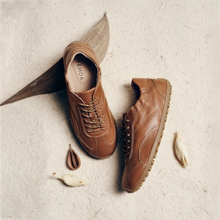 徐若晗同款森达奶皮德训鞋女26年新款小白鞋增高羊皮鞋芭蕾运动鞋