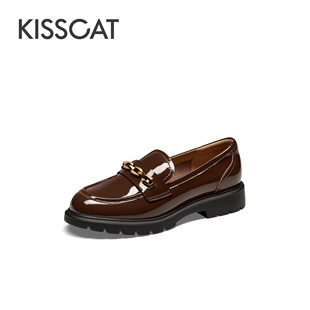[孟子义同款]KISSCAT接吻猫[星辰乐福鞋]春季jk小皮鞋女厚底单鞋