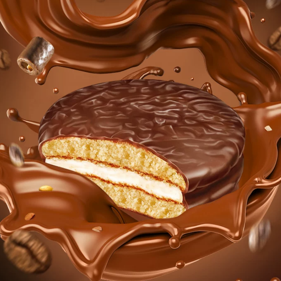 唇动草莓味巧克力派夹心蛋糕点零食食品营养学生早餐速食面包整箱