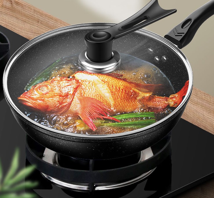 粘锅包退麦饭石炒锅30CM32CM34CM家用炒菜锅无油烟锅不粘锅铁锅具