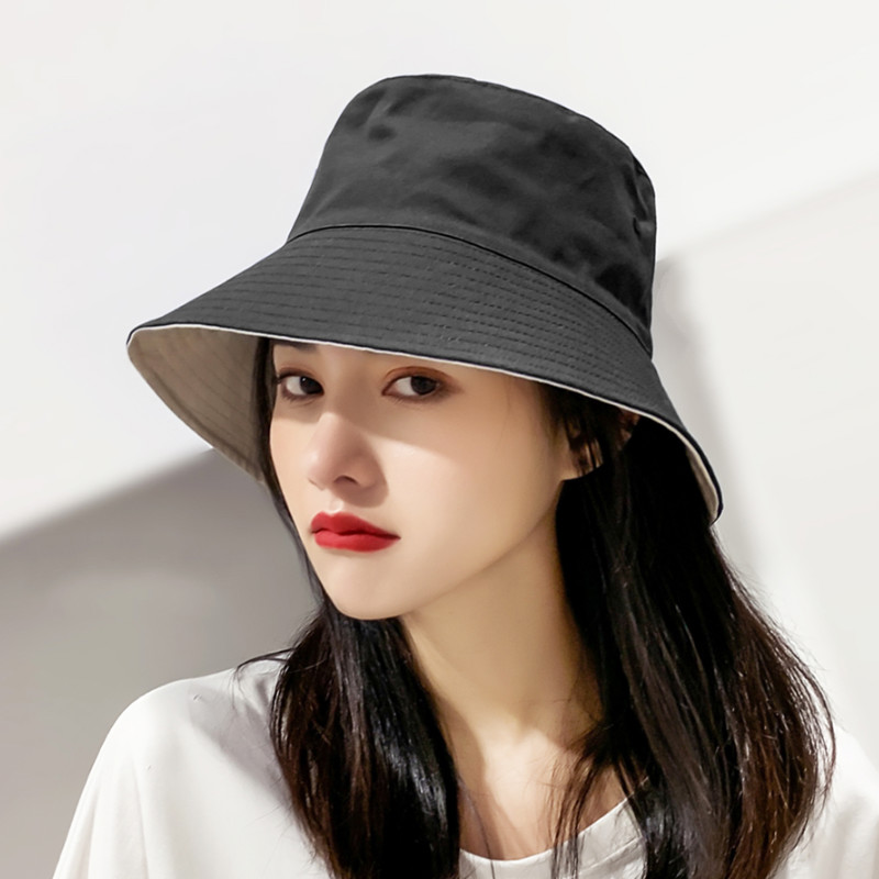 早春渔夫帽女夏双面遮阳防晒帽子太阳水桶帽韩版百搭大头围日系小