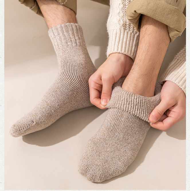 南极人羊绒袜子男士加绒加厚冬季厚毛巾袜子保暖秋冬中长筒羊毛袜