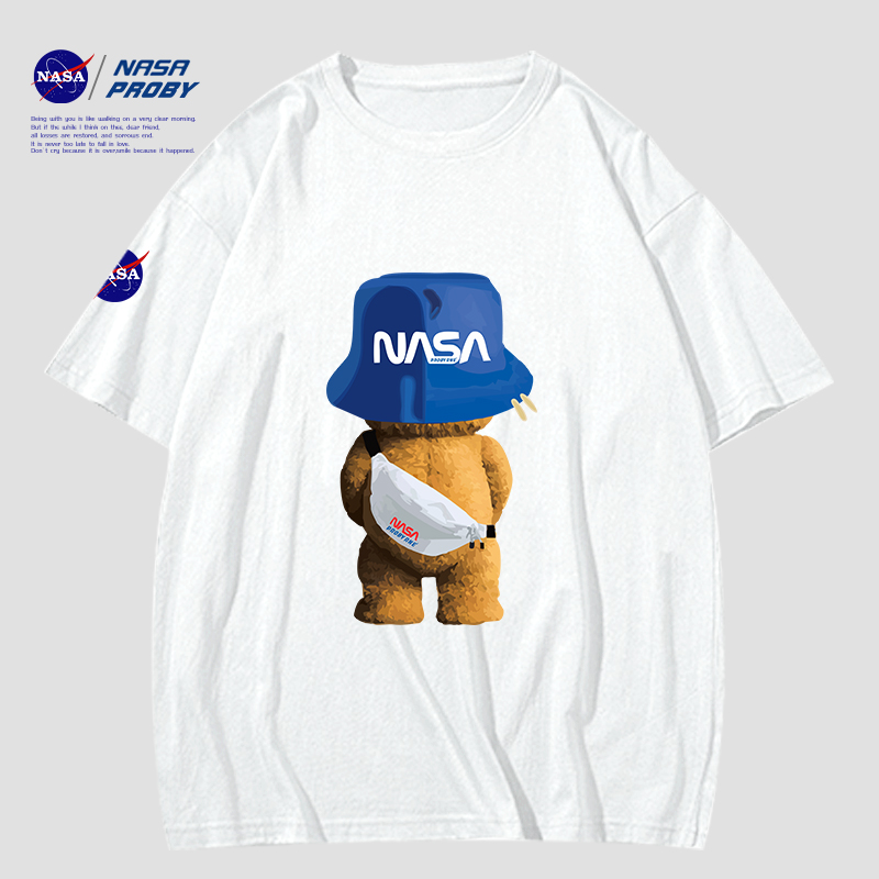 NASA APRO聯名款2022夏季情侶純棉圓領半短袖T恤男女寬松上衣潮牌
