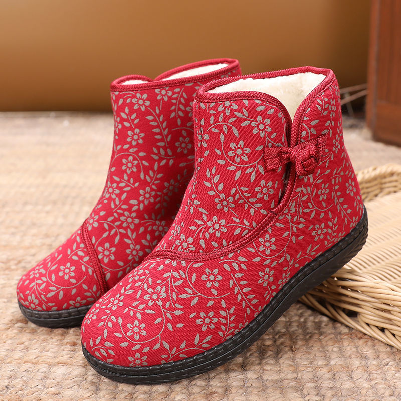 老北京布鞋女棉鞋冬季加绒加厚百搭民族风软底防滑保暖盘扣妈妈鞋54.