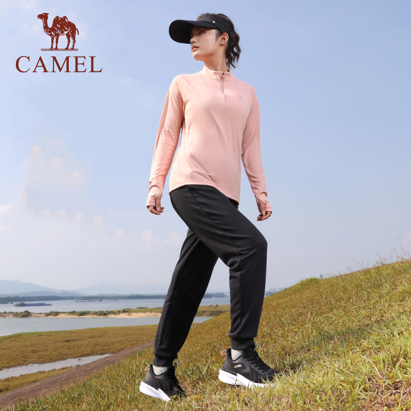 骆驼速干T恤运动套装女2024春夏季防晒训练服健身跑步长袖上衣