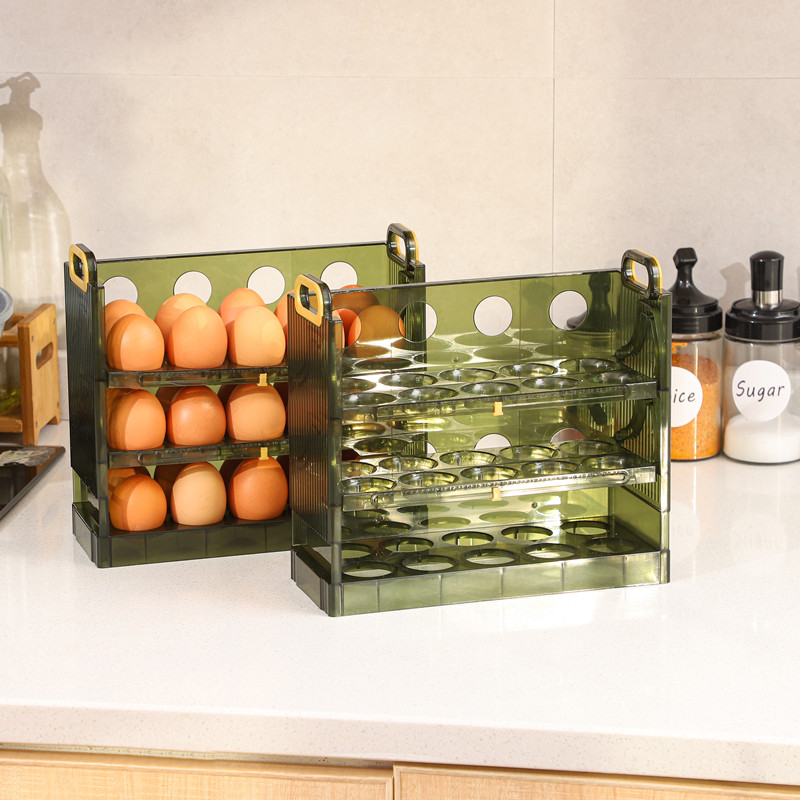 H鸡蛋收纳盒冰箱放装鸡蛋架托专用家用保鲜厨房整理食品级侧门翻