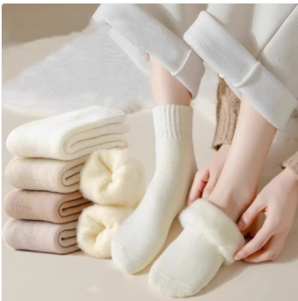 GXX情侣款秋冬5双装羊毛袜男女中筒羊绒加厚月子保暖睡眠地板长袜