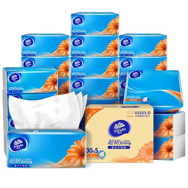 維達抽紙超韌3層120抽整箱裝家用衛生紙巾家庭實惠裝餐巾紙