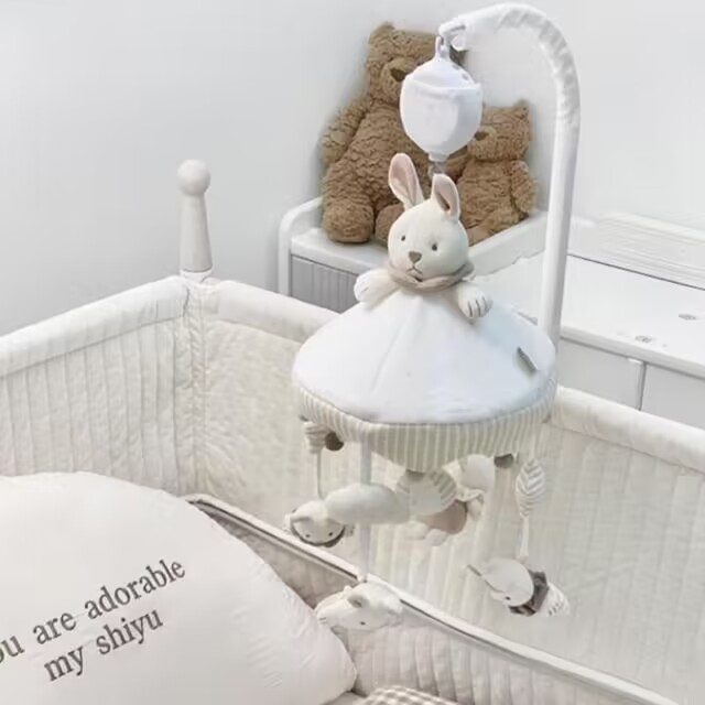 贝易床铃宝宝床头音乐旋转摇铃床上挂件新生婴儿玩具布艺悬挂式