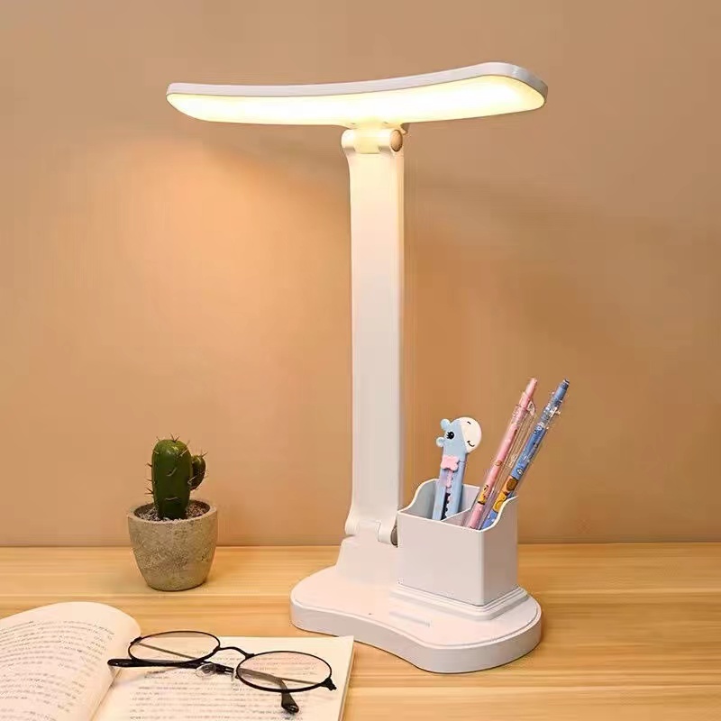 人工智能语音台灯LED调光折叠充插两用学生少儿阅读声控床头台灯