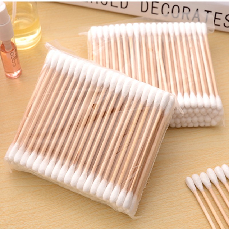 H卫生清洁袋装棉签 双头木棒杆棉签掏耳棉棒实用耳勺优质