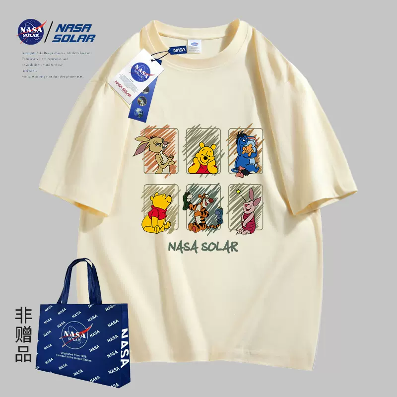 NASA SOLAR联名款2024夏季情侣纯棉男女上衣圆领短袖T恤潮牌TYK
