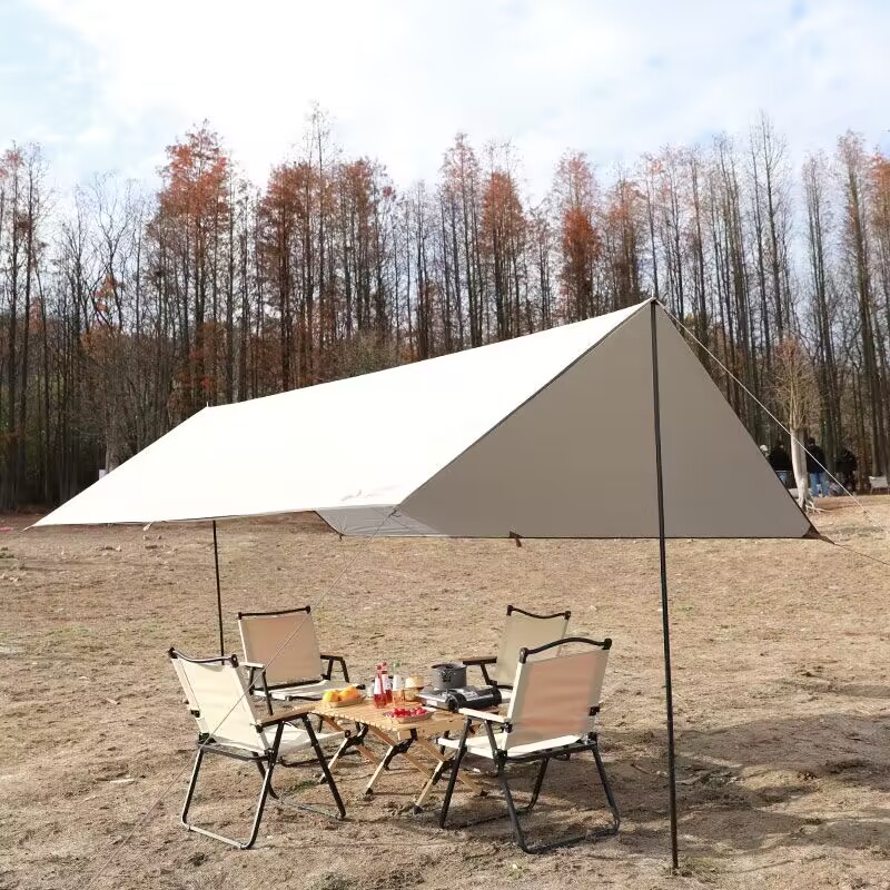 户外黑胶防晒天幕帐篷露营野餐装备全套便携式八角蝶形涂银遮阳棚