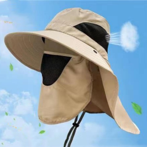 户外遮脸护颈防晒帽男士夏季可拆卸大檐防紫外线遮阳钓鱼帽登山帽