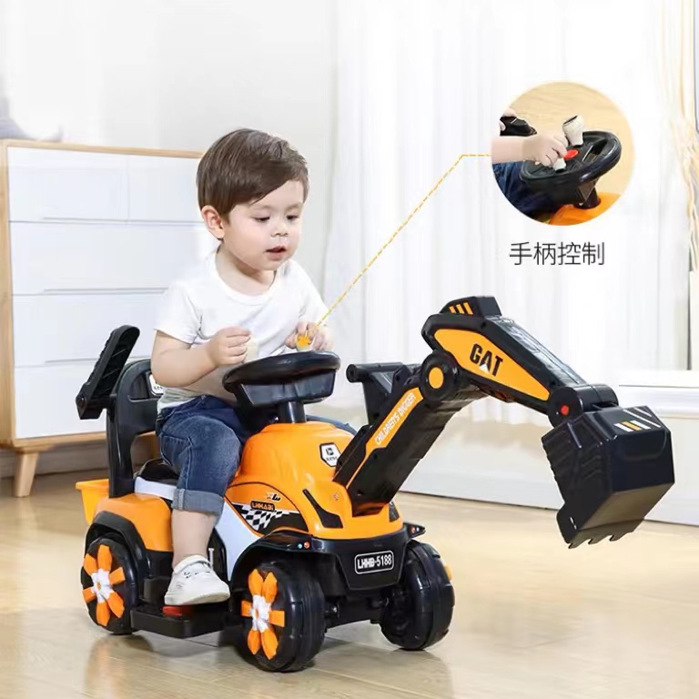 儿童电动挖掘机工程车男孩玩具车挖土机可坐可骑钩机超大挖机勾机
