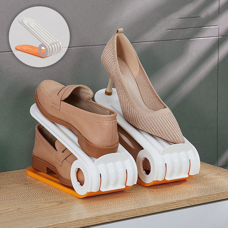 家用鞋子收纳神器折叠鞋托省空间塑料免打孔双层可调节鞋柜鞋托架