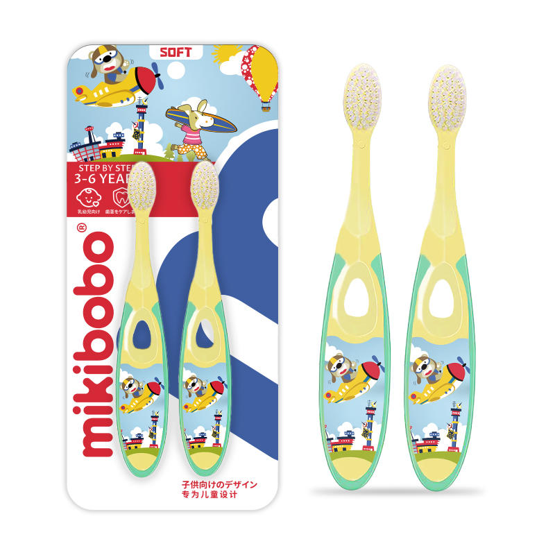 mikibobo儿童牙膏牙刷套装0-1-3乳牙刷软毛6-12岁低氟木糖醇牙膏
