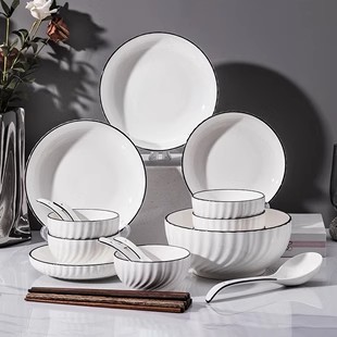 高温釉下彩碗碟套装家用碗筷陶瓷餐具套装2024新款碗盘碗具陶瓷碗