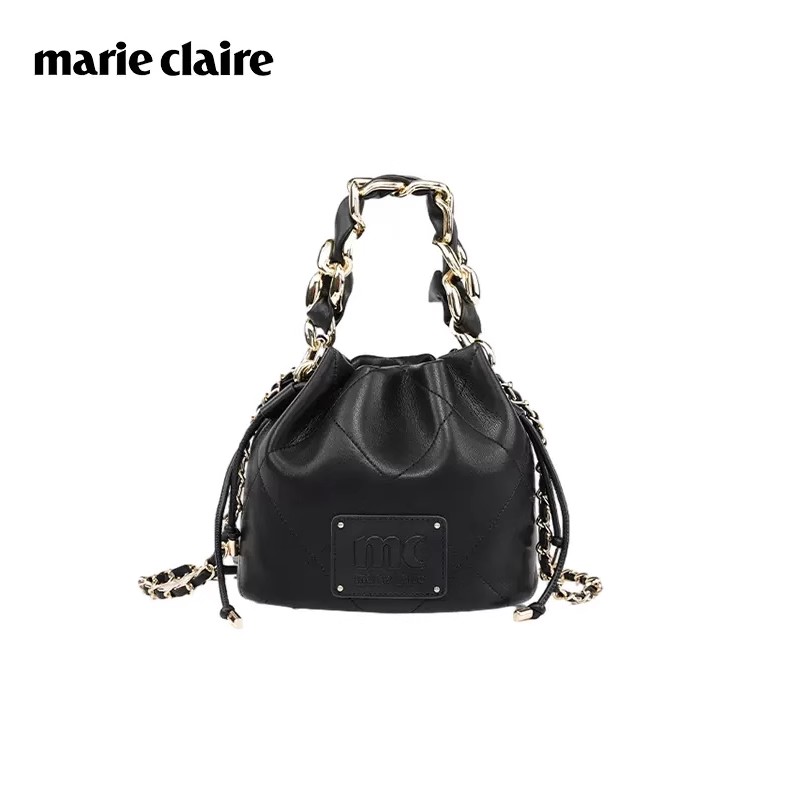 法国Marie Claire嘉人轻奢品牌水桶包真皮女包小众感单肩斜挎包包