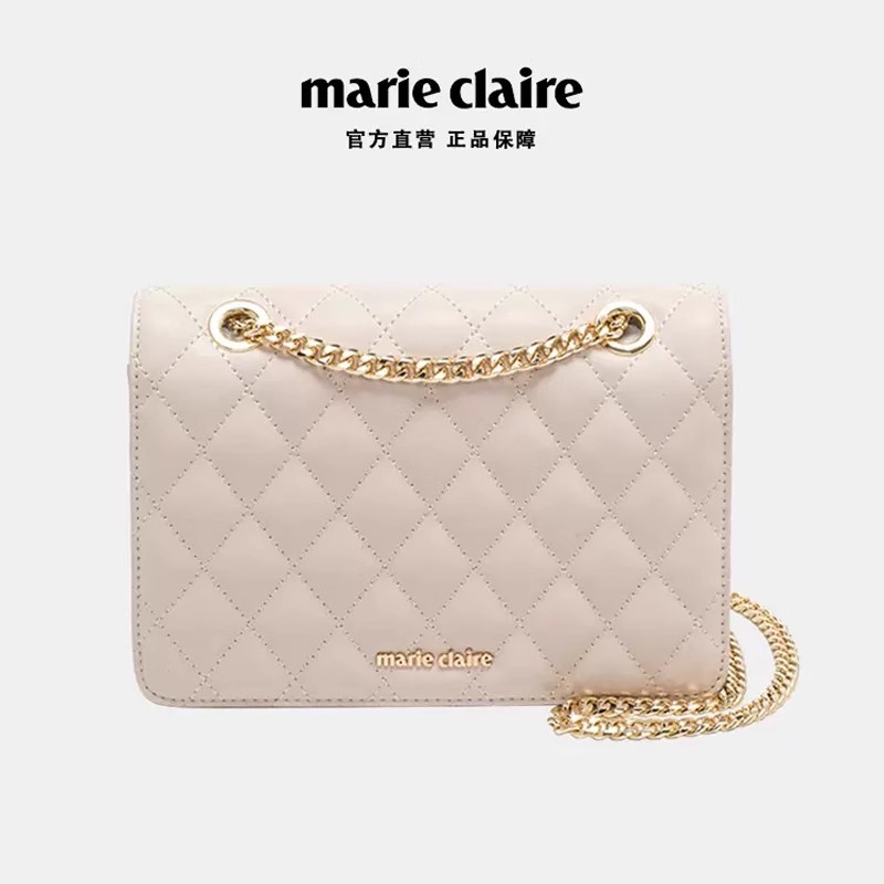 法国Marie Claire品牌菱格链条包真皮女包单肩包时尚高级感斜挎包