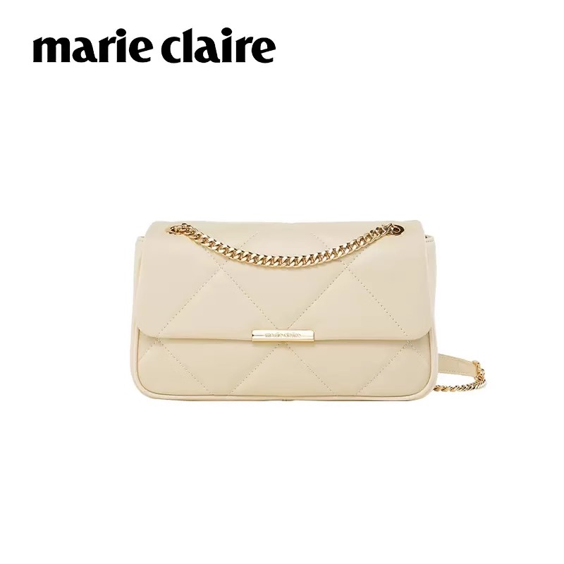 法国MarieClaire/嘉人菱格链条包时尚高级感单肩斜挎包羊皮女包包