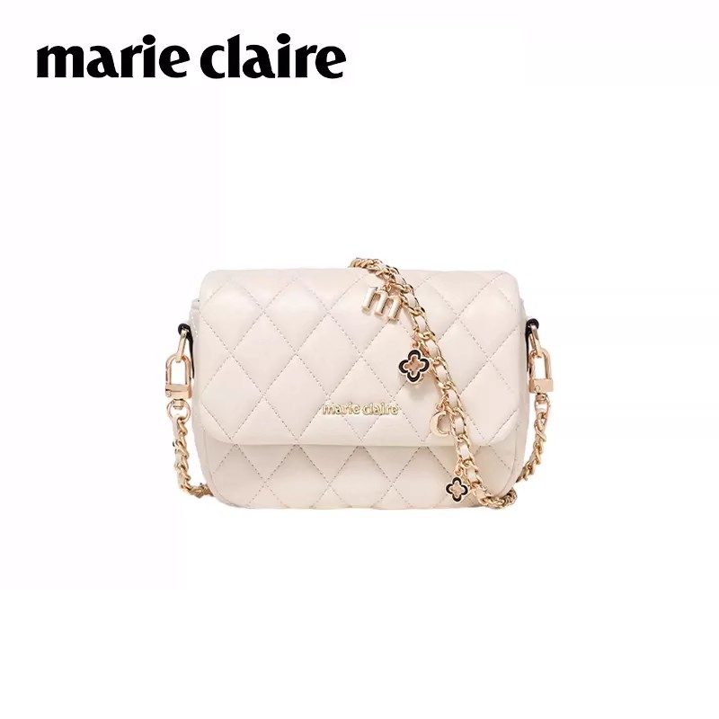 法国Marie Claire嘉人品牌小方包菱格链条包真皮女包单肩斜挎包包