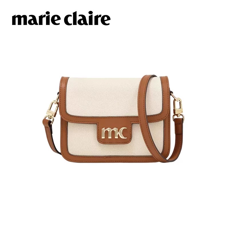 法国Marie Claire嘉人品牌小方包真皮女包撞色高级感单肩斜挎包包