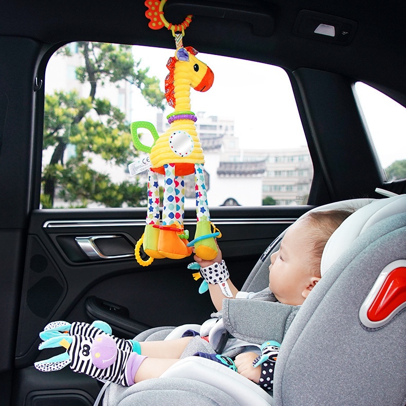 Sozzy新生儿斑马长颈鹿车挂0岁宝宝安抚毛绒玩偶婴儿车床挂件玩具