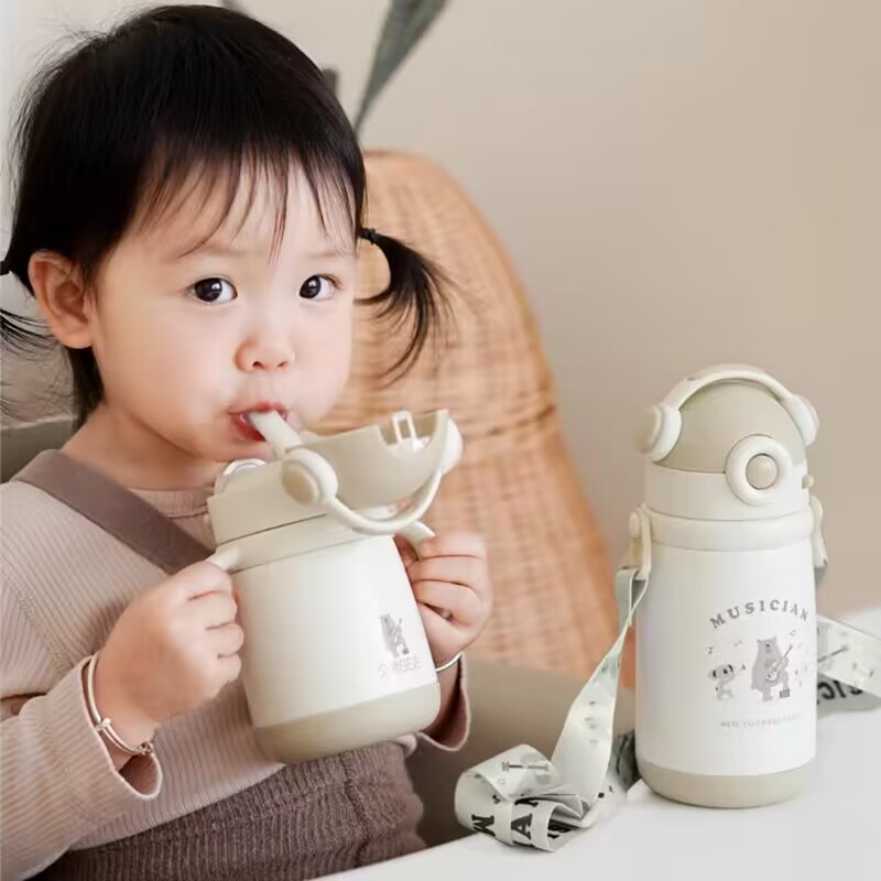贝易音乐家保温杯婴幼宝宝吸管学饮杯牛奶杯6月以上保温儿童水杯