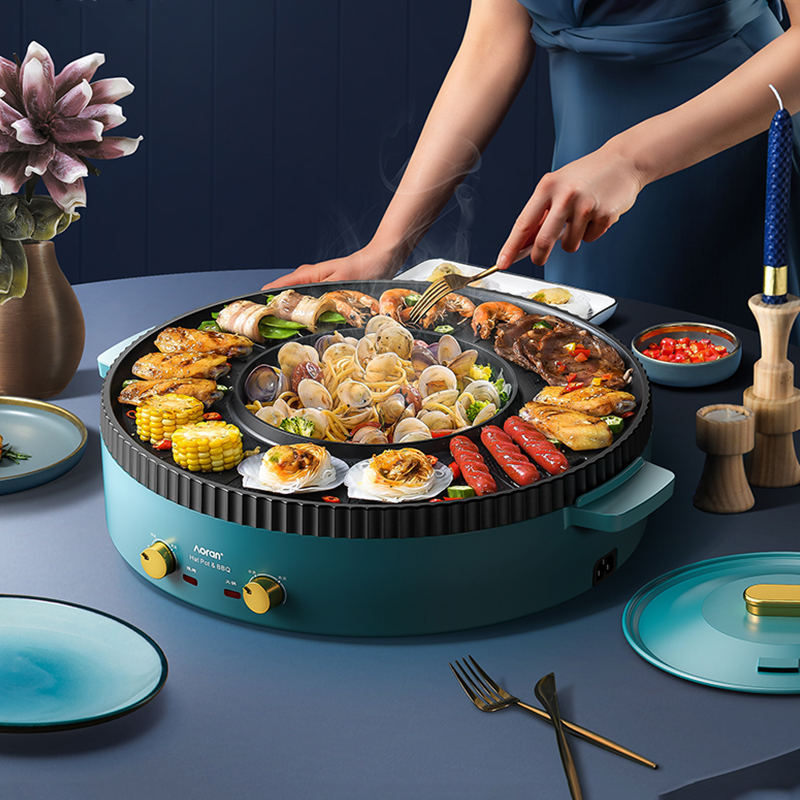 康佳火锅烧烤一体锅烤肉盘电烤盘涮烤一体锅多功能家用电烤炉烤鱼