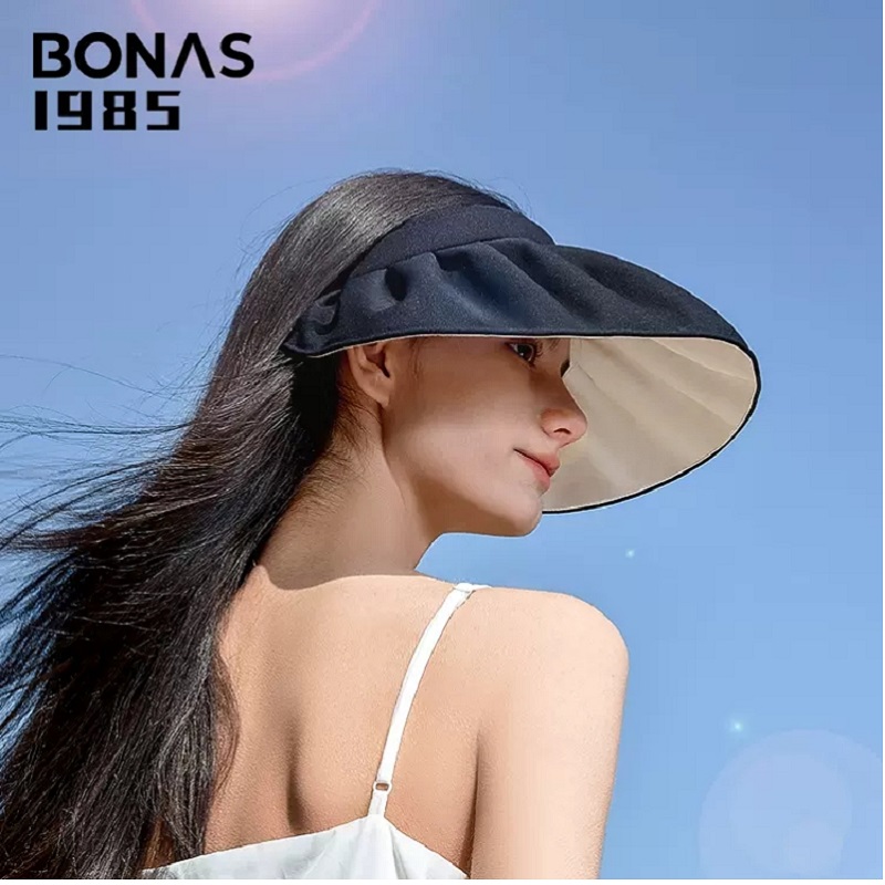 【Bonas  1985】防晒帽女户外遮阳防紫外线空顶贝壳帽可调节折叠